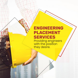 Image promoting engineering placement services with a person holding a yellow hard hat.