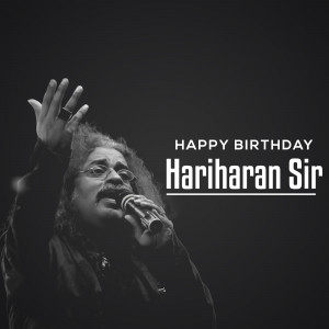 Black and white portrait of Hariharan with birthday greetings