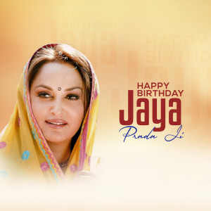 Portrait of Jaya Prada with a birthday greeting