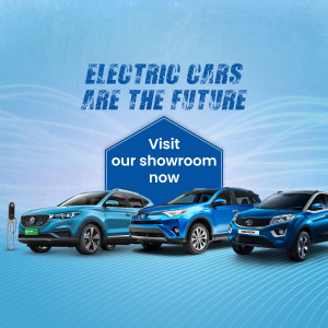 Image of various electric car models with the text 'Electric Cars are the Future'