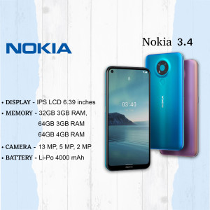 Nokia 3.4 smartphone with specifications