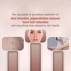 Image showcasing skin infection, pigmentation, and laser hair removal treatments.