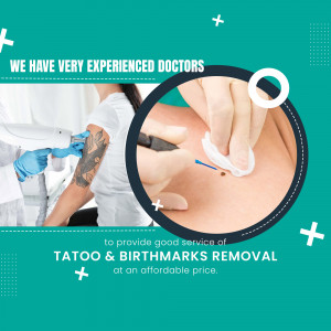 Doctor examining a patient's arm for tattoo or birthmark removal