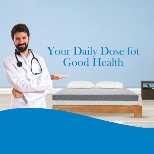 Doctor presenting a comfortable mattress for good health
