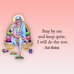 Image of Sai Baba with a quote