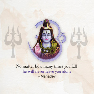 Image of Lord Shiva with the Om symbol and a motivational quote.