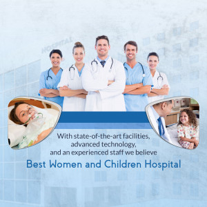 Group of doctors and nurses with hospital scenes in the background