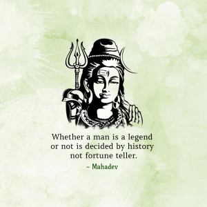 Image of Lord Shiva with a quote about legends