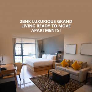 Modern bedroom and living area in a luxurious apartment