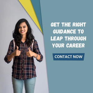 Young woman with backpack giving thumbs up, promoting career guidance.