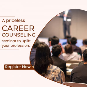 Audience listening to a speaker at a career counseling seminar.