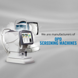 Close-up of an OPD Screening Machine with a digital display and text highlighting its manufacturing.