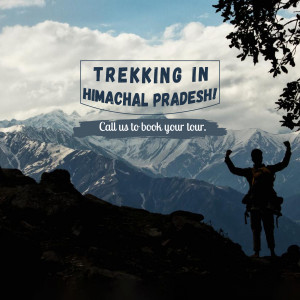 Silhouette of a hiker celebrating on a mountain peak in Himachal Pradesh