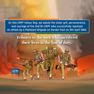 Illustration depicting Indian soldiers defending Sardar Post against a Pakistani Brigade attack in 1965.