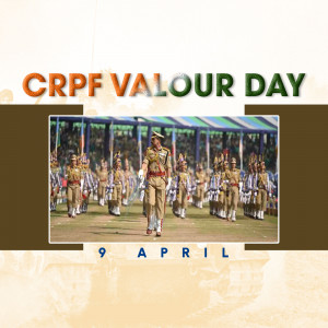 Image commemorating CRPF Valour Day with a parade scene.