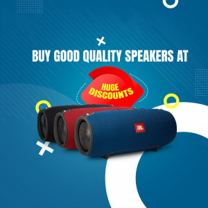 Three JBL speakers with a discount promotion