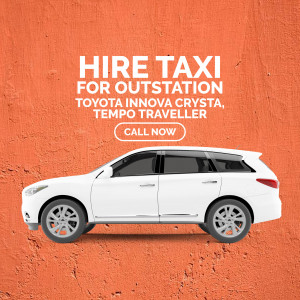 White Toyota Innova Crysta car with 'Hire Taxi for Outstation' text on an orange background.