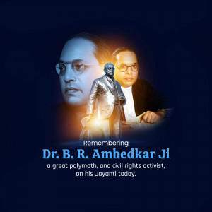 Portrait of Dr. B. R. Ambedkar with text commemorating his Jayanti