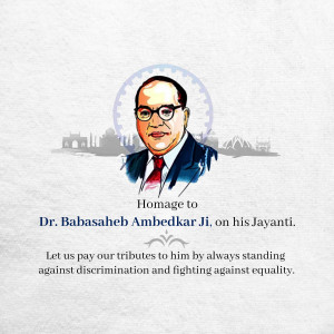 Portrait of Dr. B.R. Ambedkar with a tribute message