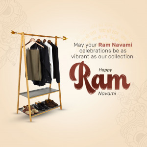 Ram Navami clothing sale promotion with clothes on a rack