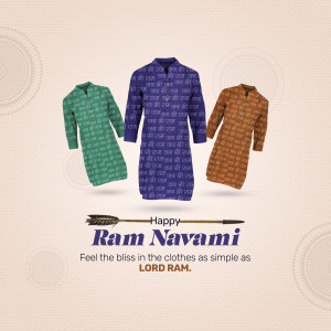 Three patterned kurtas with a Ram Navami greeting.