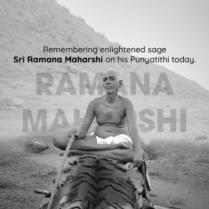 Black and white portrait of Sri Ramana Maharshi