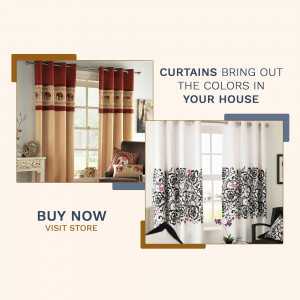 Collage of different curtain designs and colors