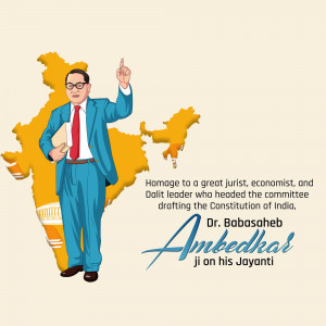 Illustration of Dr. B.R. Ambedkar with the map of India in the background