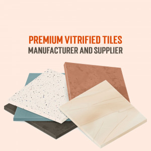 Assortment of premium vitrified tiles in various colors and textures.