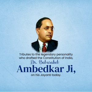 Portrait of Dr. B.R. Ambedkar with tribute text