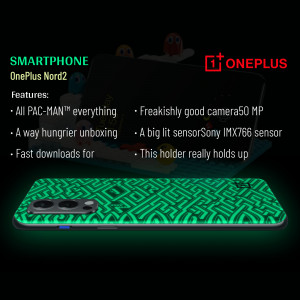 OnePlus Nord 2 smartphone with a PAC-MAN themed design