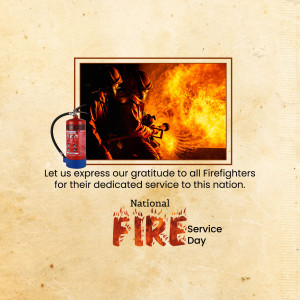 Image depicting a firefighter battling a blaze with a fire extinguisher, celebrating National Fire Service Day.