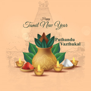 Tamil New Year Puthandu celebration with traditional elements