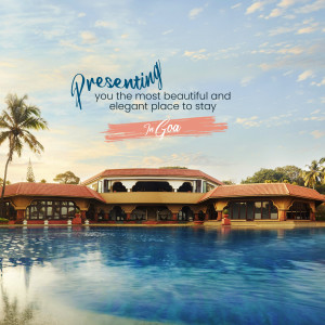 Beautiful resort with a swimming pool in Goa, India