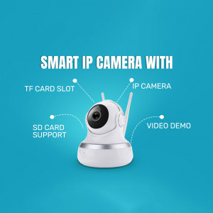 White Smart IP Camera with features highlighted