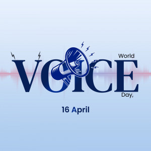 Image promoting World Voice Day with a megaphone and sound waves.