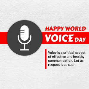 World Voice Day graphic with a microphone and text