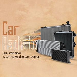 Close-up of a car radiator with text overlay 'Car Radiator'