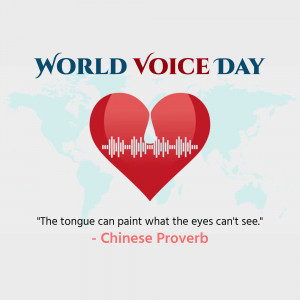 World Voice Day graphic with a heart and sound waves