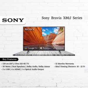 Sony Bravia X80J Series 4K Ultra HD Smart TV with Google TV