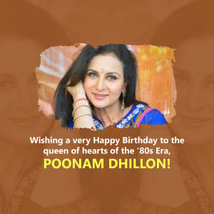 Poonam Dhillon portrait with birthday message