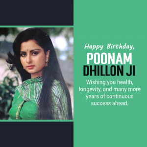 Birthday greeting for Poonam Dhillon, a Bollywood actress.