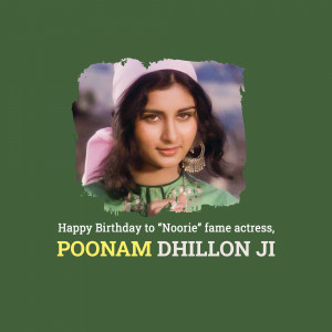 Portrait of Poonam Dhillon with birthday message
