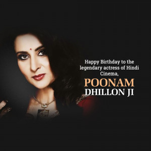 Portrait of Poonam Dhillon with birthday text