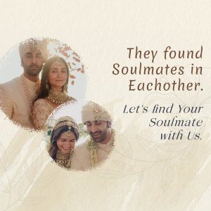 Image of a couple in traditional wedding attire with text promoting a matchmaking service.