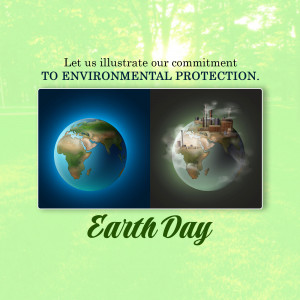 Image depicting a healthy Earth versus a polluted Earth, promoting environmental protection.