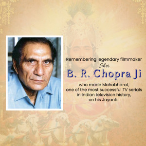 Portrait of B.R. Chopra with a tribute message