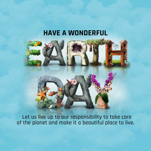 Earth Day message with letters formed by natural elements