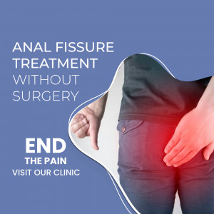 Image depicting anal fissure pain and treatment options without surgery.