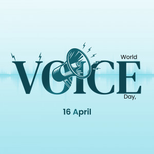 Graphic for World Voice Day featuring a megaphone and the text 'Voice Day'